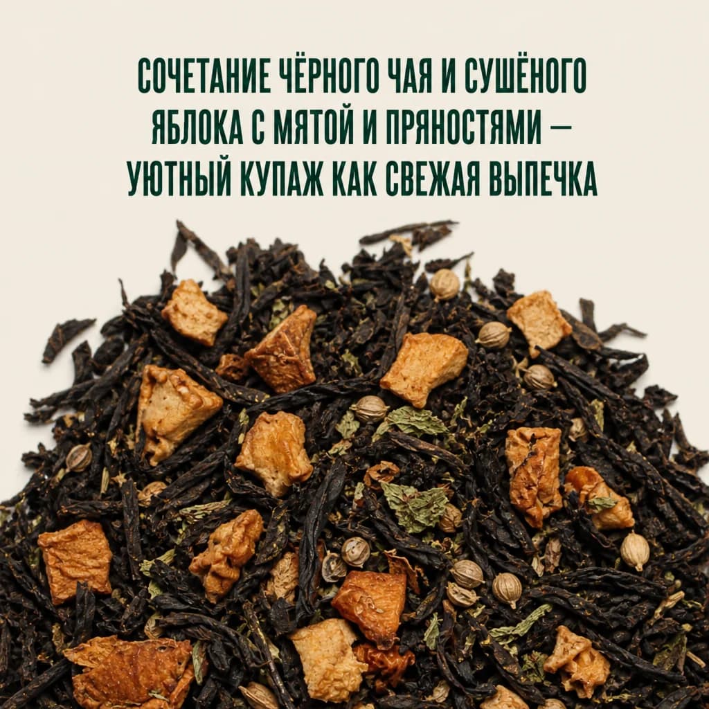 Чёрный чай с кусочками яблока и специями